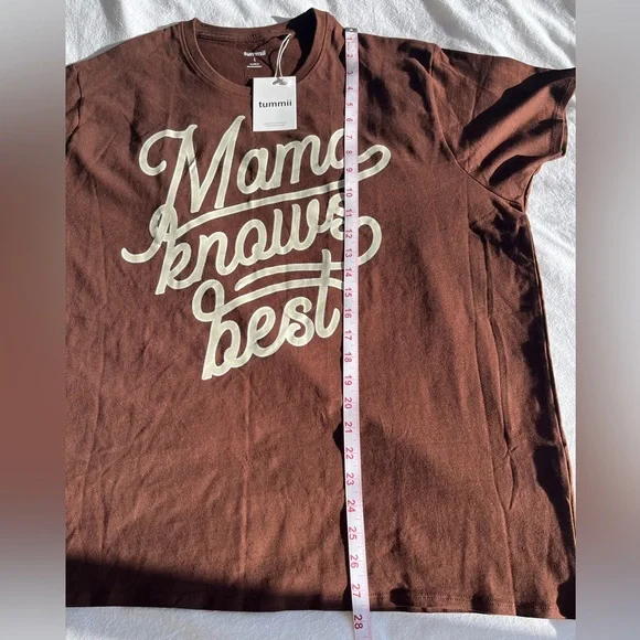 Tummii “Mama Knows Best” Graphic T-Shirt Trendy Casual Chocolate Brown Size L - Picture 8 of 11